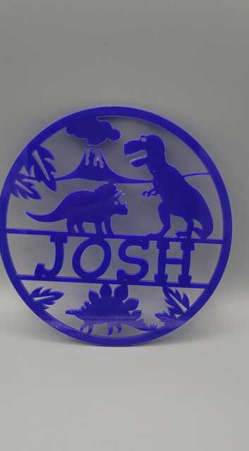 Personalised Dinosaur Sign, Nursery Decor, Kids Bedroom Name Sign Name, Door Or Wall Hanger in Acrylic Wood Kids' Rooms & Nurseries - image 1