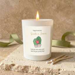 Funny 5Th Wedding Anniversary Candle, Personalised Wood Gift For Him Her - thumbnail 3