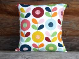 Decorative Pillow Cover White Bright Flowers Floral Cotton Pillow Scandinavian Design Throw Pillows Floor Cushions Accent Pillows - thumbnail 1