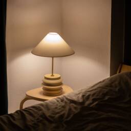 Handmade Beige Ceramic Table Lamp Minimalist Pottery Lighting - thumbnail 3