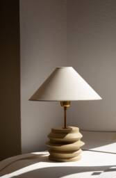 Handmade Beige Ceramic Table Lamp Minimalist Pottery Lighting