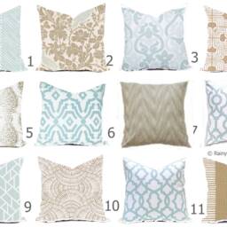 Abstract Print Pillow Cover - Robin Egg Blue, Taupe & Brown, Modern Accent - thumbnail 2