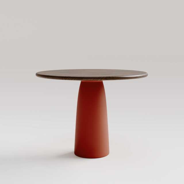 Round Pedestal Dining Table, Solid Oak Top, Shark Edge, Scandinavian Modern - image 1