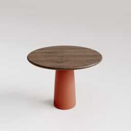 Round Pedestal Dining Table, Solid Oak Top, Shark Edge, Scandinavian Modern - thumbnail 2