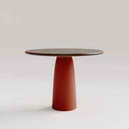 Round Pedestal Dining Table, Solid Oak Top, Shark Edge, Scandinavian Modern