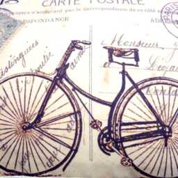 Decorative Paris Pillow Covers, Vintage French Post Card With Bike - thumbnail 3