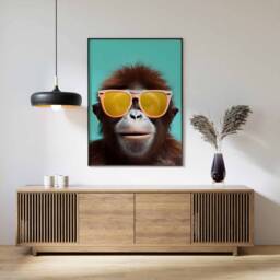 Monkey Print, Poster, Funny Animal D??cor, Wall Art, in Sunglasses Modern D??cor - thumbnail 1