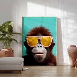 Monkey Print, Poster, Funny Animal D??cor, Wall Art, in Sunglasses Modern D??cor - thumbnail 2