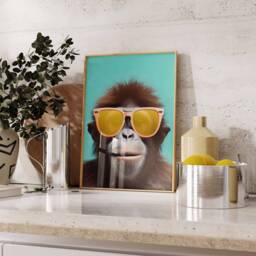 Monkey Print, Poster, Funny Animal D??cor, Wall Art, in Sunglasses Modern D??cor - thumbnail 3