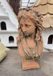 Stone Lady Bust Female Sculpture Ophelia Terracotta Color Garden Feature Statue