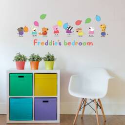 Personalised Peppa Pig & Friends With Balloons Wall Sticker, Decal - thumbnail 2