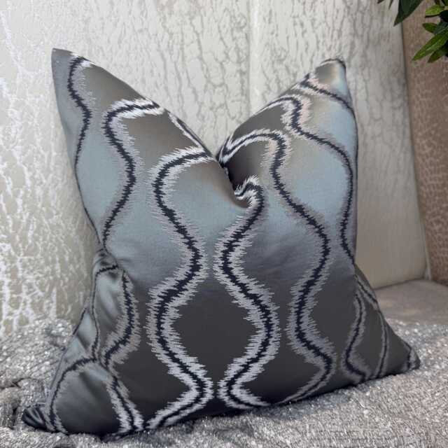 steel Grey Cushion Cover - Clarke & Solare Fabric, Double Sided, UK Handmade Size 18 - image 1