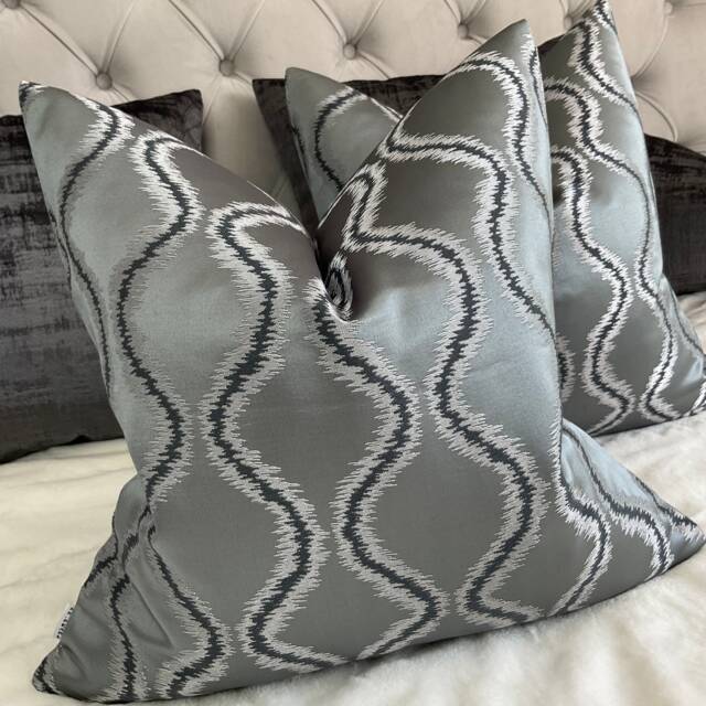 steel Grey Cushion Cover - Solare By Clarke & Clarke, Double Sided, Handmade in UK , Luxury Pillow Sham Case - image 1