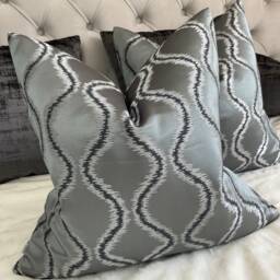 steel Grey Cushion Cover - Solare By Clarke & Clarke, Double Sided, Handmade in UK , Luxury Pillow Sham Case - thumbnail 1