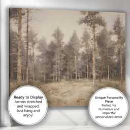 Soft Neutral Pine Forest Woodland Landscape Canvas Wall Art Print Decor Picture Ready To Hang - thumbnail 3