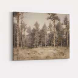 Soft Neutral Pine Forest Woodland Landscape Canvas Wall Art Print Decor Picture Ready To Hang - thumbnail 4
