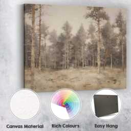 Soft Neutral Pine Forest Woodland Landscape Canvas Wall Art Print Decor Picture Ready To Hang - thumbnail 2