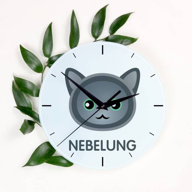A Clock With A Nebelung Cat. New Collection The Cute Art-Dog Cat - image 1