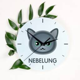 A Clock With A Nebelung Cat. New Collection The Cute Art-Dog Cat - thumbnail 1