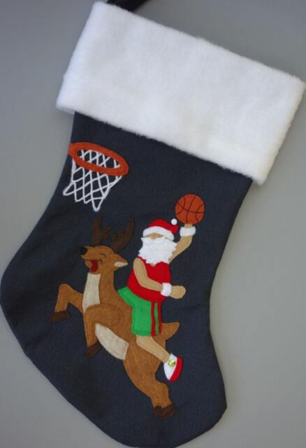 "Basketball Christmas Stocking""Slam Dunk Santa Style" - image 1