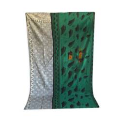 Vintage Sari Cotton Kantha Quilt Handmade Reversible Indian Blanket - 80x56 Inches - thumbnail 3