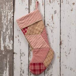 Vintage Quilt Christmas Stocking Farmhouse Star Patchwork - thumbnail 2