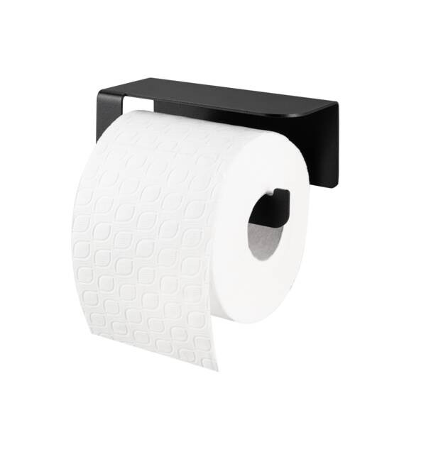 Black Self-Adhesive Toilet Roll Holder, Modern Bathroom Accessories Set, No Drilling Minimalist Paper Holders To Modern Elyf - image 1