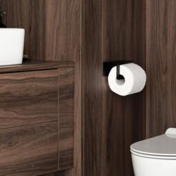 Black Self-Adhesive Toilet Roll Holder, Modern Bathroom Accessories Set, No Drilling Minimalist Paper Holders To Modern Elyf - thumbnail 3