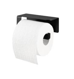 Black Self-Adhesive Toilet Roll Holder, Modern Bathroom Accessories Set, No Drilling Minimalist Paper Holders To Modern Elyf - thumbnail 1