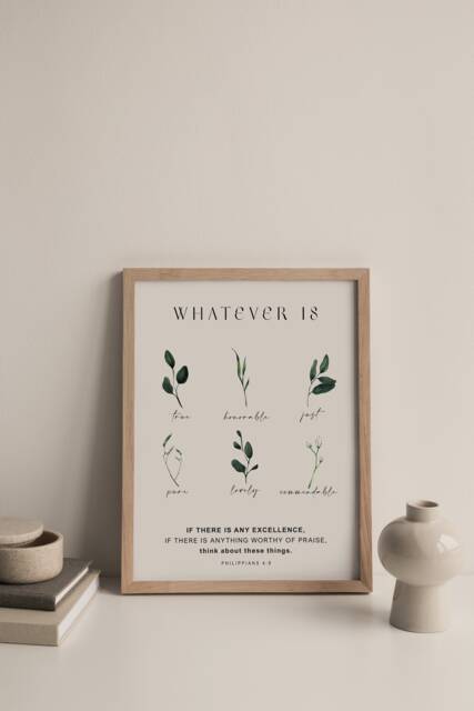 Whatever Is True Philippians 48, Herbal Print, Printed & Shipped, Modern Scripture Decor - Bible Verse Prints Christian Home - image 1