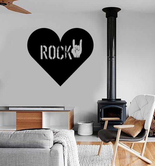 Wall Vinyl Music Rock Heart Love Guaranteed Quality Decal Mural 1699Dz - image 1