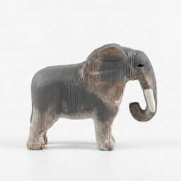 Hand-Carved Wooden Elephant Figurine - Rustic Boho Nursery Decor, Shelf Sitter - thumbnail 2