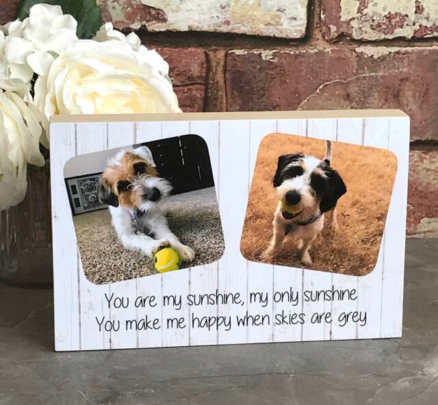 Dog Photo Frame, Lover Gift, Pet Block, Personalised Text, Gifts For Her, Him, Birthday Keepsake, Cat Gift - image 1