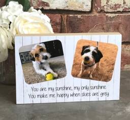 Dog Photo Frame, Lover Gift, Pet Block, Personalised Text, Gifts For Her, Him, Birthday Keepsake, Cat Gift