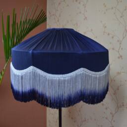 Blue Scallop Lampshade Ombre Fringe, Victorian Style - thumbnail 3