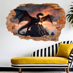 3D Dragon Wall Sticker - Epic Fantasy Mural Decal - Self-Adhesive, Removable Art For Kids' Rooms, Gamer Spaces, Or Office Decor 1297