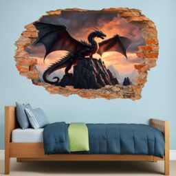 3D Dragon Wall Sticker - Epic Fantasy Mural Decal - Self-Adhesive, Removable Art For Kids' Rooms, Gamer Spaces, Or Office Decor 1297 - thumbnail 3