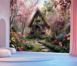 Fairy House in Forest Baby Girl Wall Mural Tale Wallpaper Peel & Stick Vinyl Enchanted Magical Fantasy Nature Scene - thumbnail 2