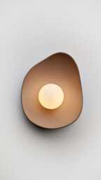 Handmade Beige Ceramic Wall Sconce, Stoneware Clay Lamp Light - thumbnail 1