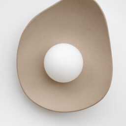 Handmade Beige Ceramic Wall Sconce, Stoneware Clay Lamp Light - thumbnail 2
