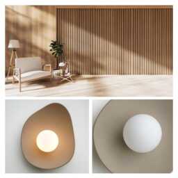 Handmade Beige Ceramic Wall Sconce, Stoneware Clay Lamp Light - thumbnail 3