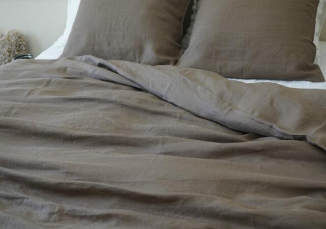 Cedar Linen Dark Brown Duvet Cover, Khaki, Handmade With 100% Linen Flax - image 1