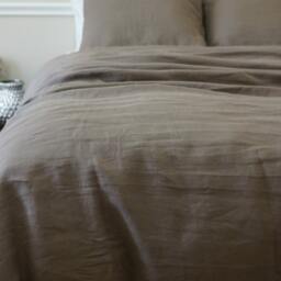 Cedar Linen Dark Brown Duvet Cover, Khaki, Handmade With 100% Linen Flax - thumbnail 2