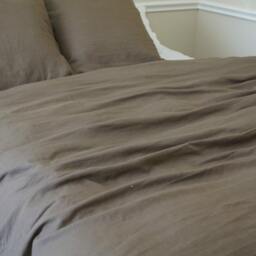 Cedar Linen Dark Brown Duvet Cover, Khaki, Handmade With 100% Linen Flax - thumbnail 3