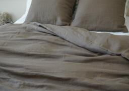 Cedar Linen Dark Brown Duvet Cover, Khaki, Handmade With 100% Linen Flax