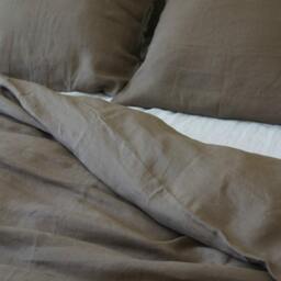 Cedar Linen Dark Brown Duvet Cover, Khaki, Handmade With 100% Linen Flax - thumbnail 4