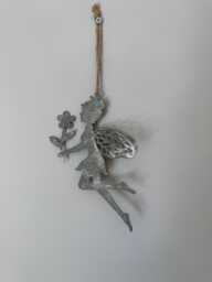 Rusty Metal Fairy Hanger Whimsical Garden Wall Hanging - thumbnail 1