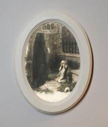 Ivory Oval Wooden Framed A Christmas Carol Illustration, Festive Art Print, John Leech, Yet To Come, Print Picture - thumbnail 1
