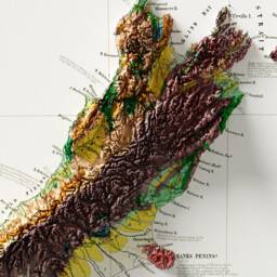 Geological Map Of New Zealand - Vintage Geology Shaded Relief - thumbnail 2