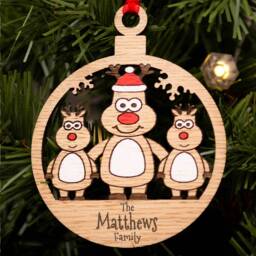 Single Dad Christmas Decoration, Personalised Bauble, Parent Ornament, Reindeer Boy Or Girl, Tree Santa - thumbnail 2